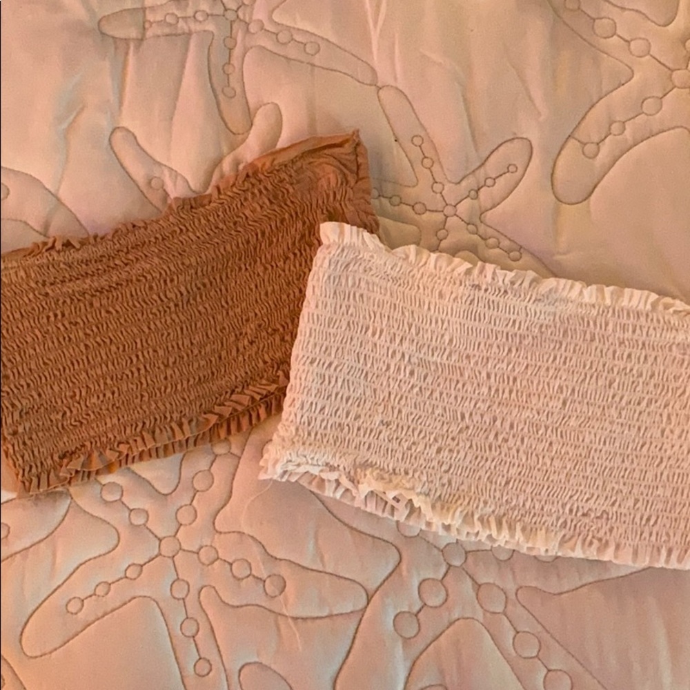 WHITE & TAN CROP TOPS